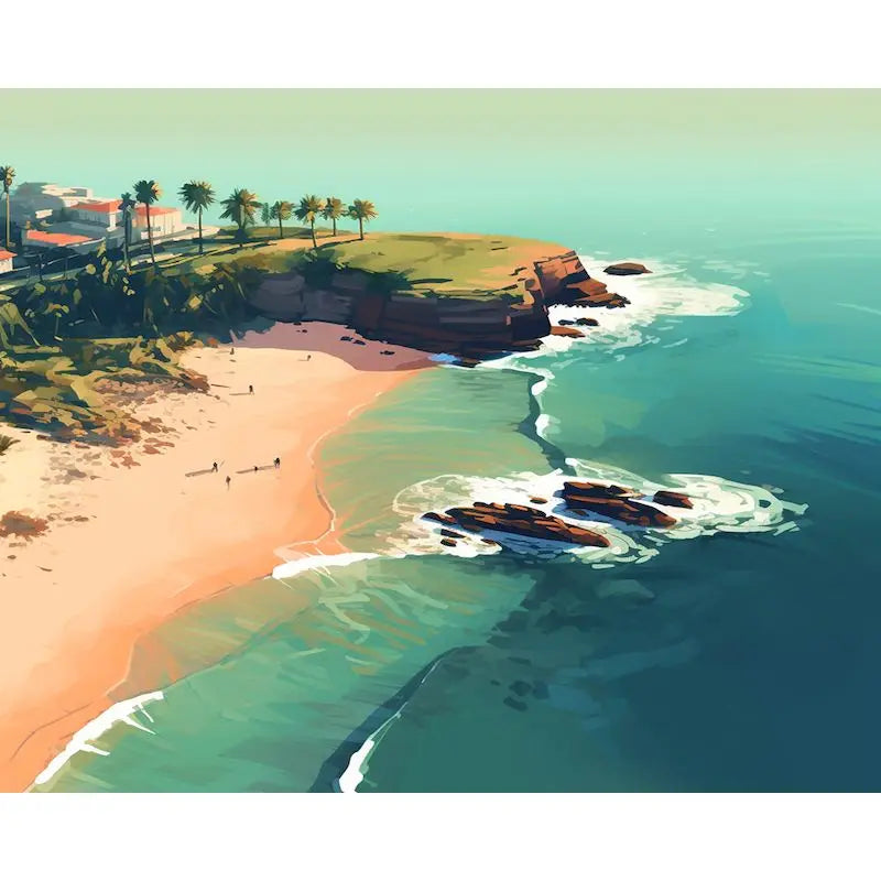 Acrylic Painting by Numbers on Canvas Paint Kit Ocean Beach Landscape Coloring on Numbers Handpainted Wall Decor Gift