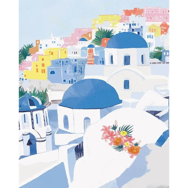 Acrylic Painting by Numbers Frame Town Landscape Number Painting Paint Kit Painting Decors for Adults for Handicraft