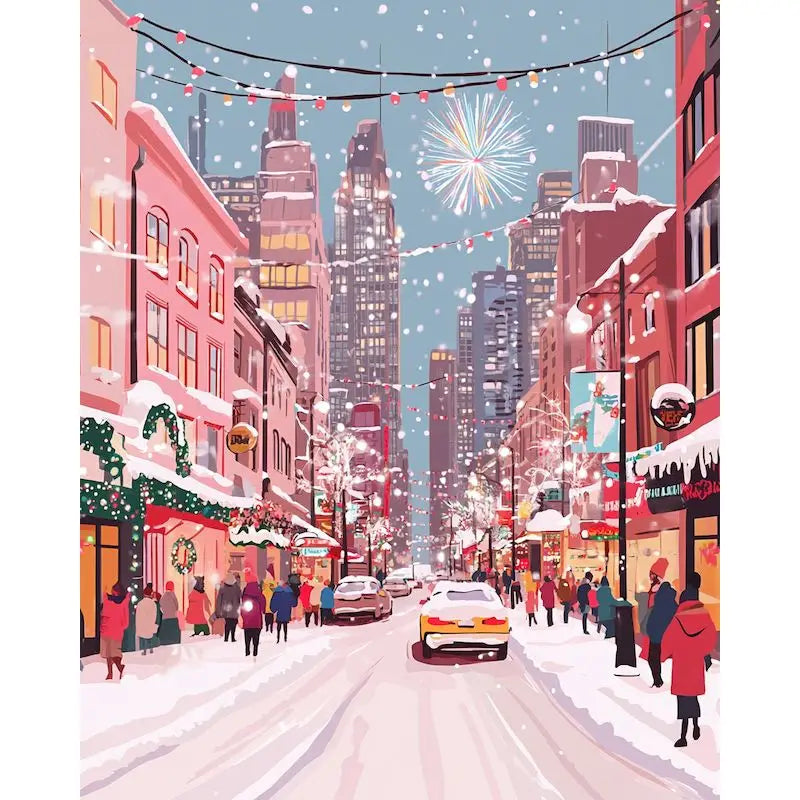 Acrylic Painting by Numbers Frame Town Landscape Number Painting Paint Kit Painting Decors for Adults for Handicraft