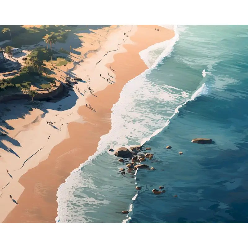 Acrylic Painting by Numbers on Canvas Paint Kit Ocean Beach Landscape Coloring on Numbers Handpainted Wall Decor Gift