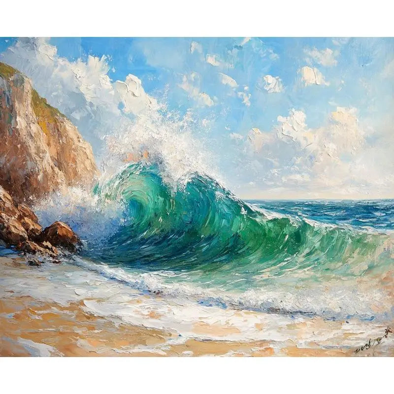 Acrylic Painting by Numbers on Canvas Paint Kit Ocean Beach Landscape Coloring on Numbers Handpainted Wall Decor Gift