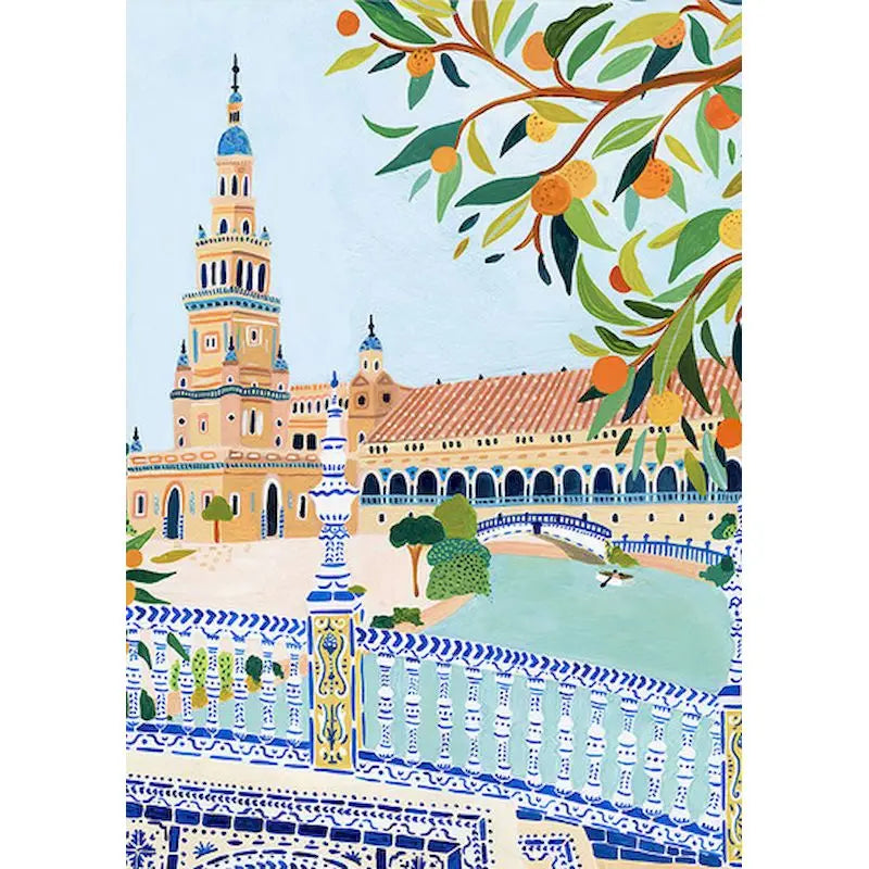 Acrylic Painting by Numbers Frame Town Landscape Number Painting Paint Kit Painting Decors for Adults for Handicraft