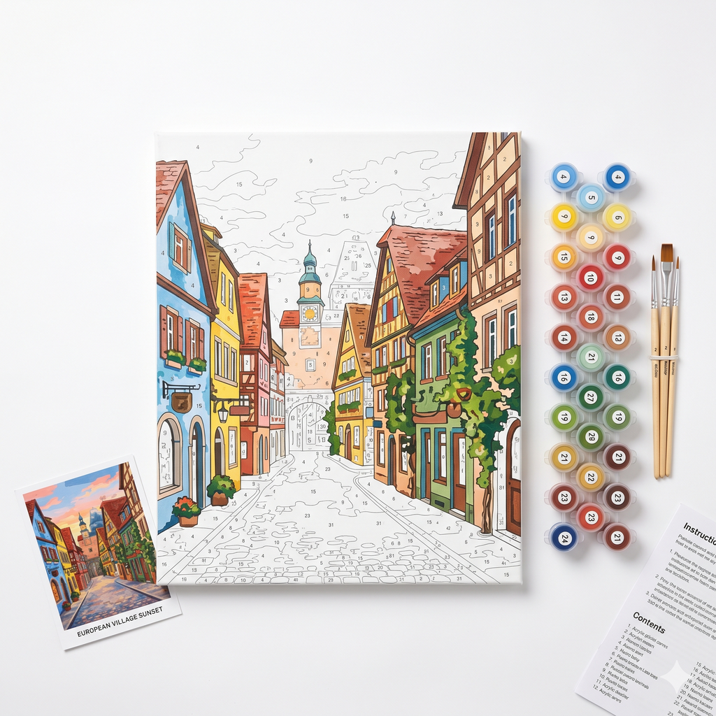 Town & Village Paint-by-Numbers Kit