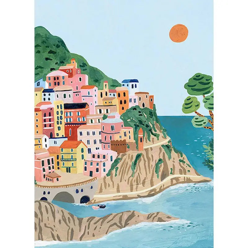 Acrylic Painting by Numbers Frame Town Landscape Number Painting Paint Kit Painting Decors for Adults for Handicraft