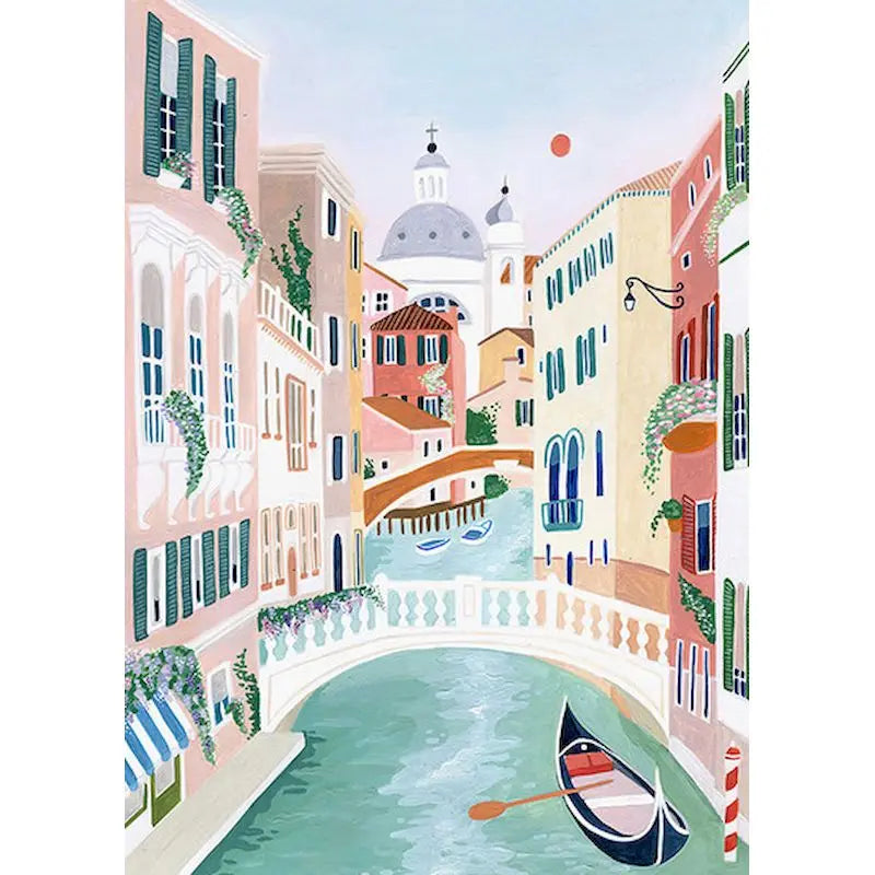 Acrylic Painting by Numbers Frame Town Landscape Number Painting Paint Kit Painting Decors for Adults for Handicraft