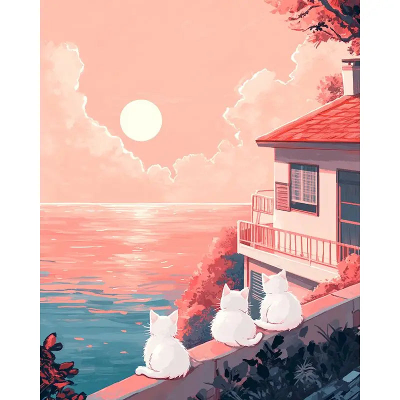 Acrylic Painting by Numbers Frame Town Landscape Number Painting Paint Kit Painting Decors for Adults for Handicraft