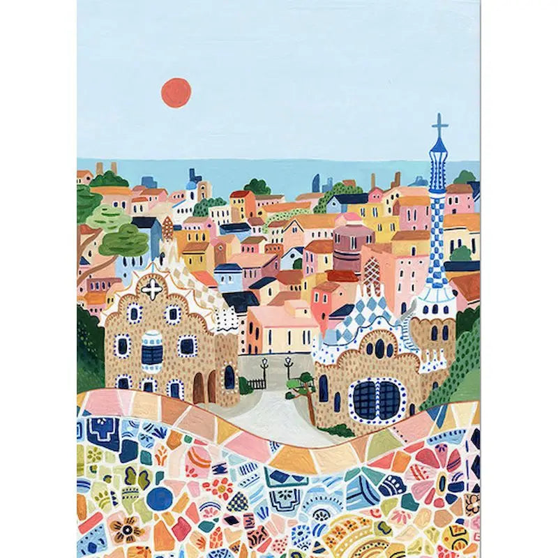 Acrylic Painting by Numbers Frame Town Landscape Number Painting Paint Kit Painting Decors for Adults for Handicraft