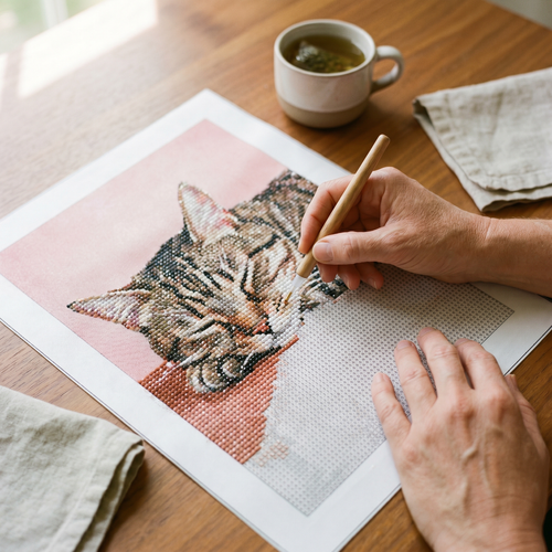 Placing diamonds onto numbered canvas