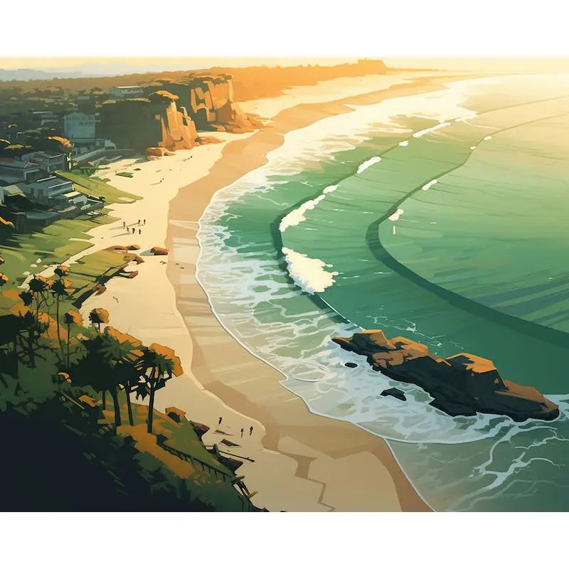 Acrylic Painting by Numbers on Canvas Paint Kit Ocean Beach Landscape Coloring on Numbers Handpainted Wall Decor Gift