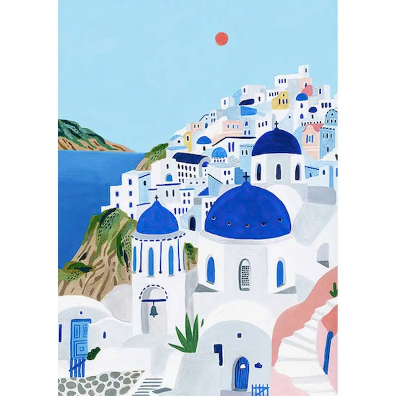Acrylic Painting by Numbers Frame Town Landscape Number Painting Paint Kit Painting Decors for Adults for Handicraft