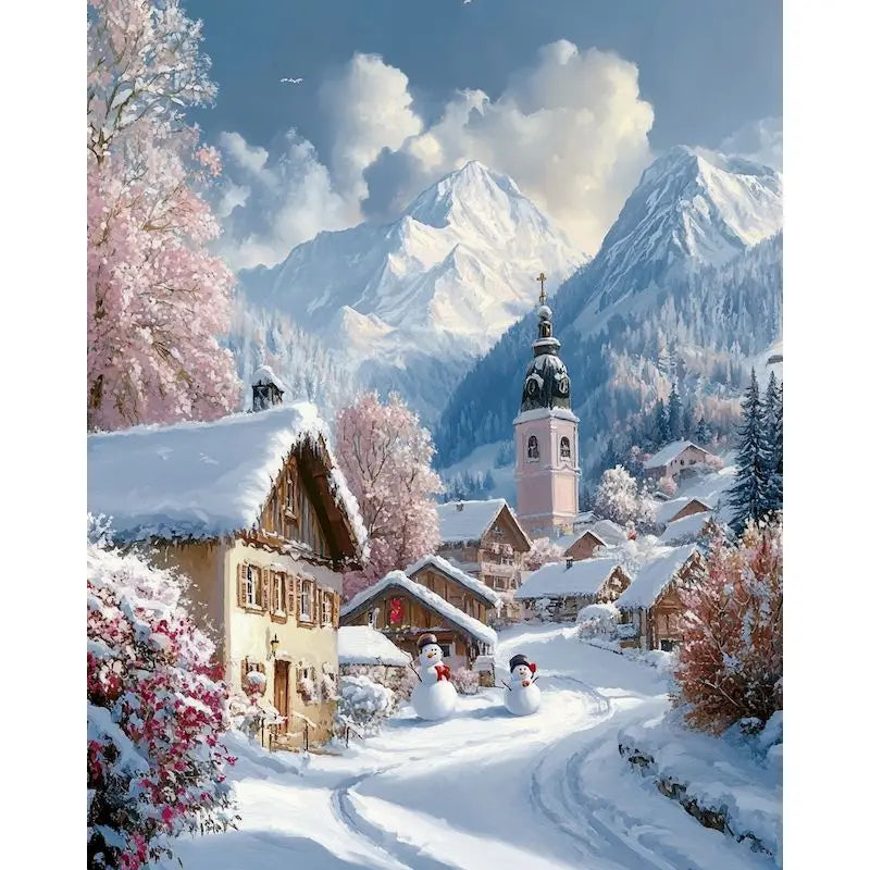Acrylic Painting by Numbers Frame Town Landscape Number Painting Paint Kit Painting Decors for Adults for Handicraft