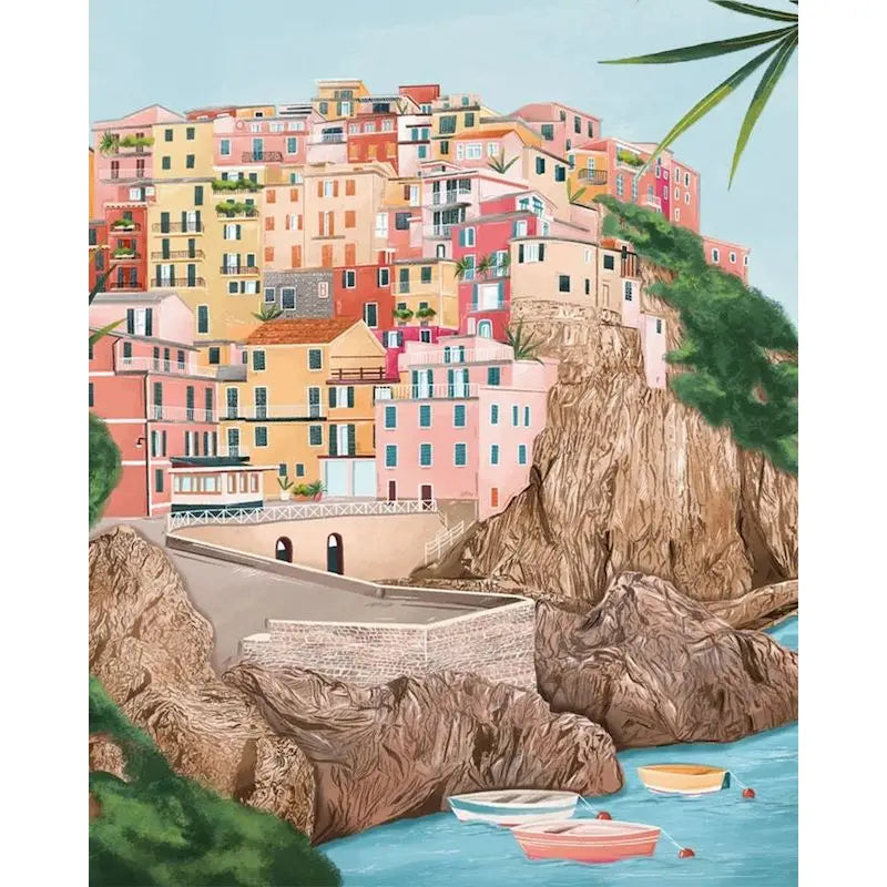 Acrylic Painting by Numbers Frame Town Landscape Number Painting Paint Kit Painting Decors for Adults for Handicraft